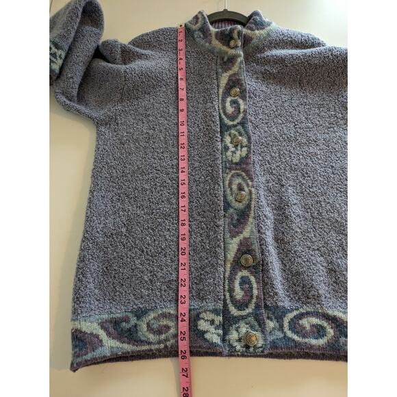 Harley of Scotland Cardigan Sweater Wool Cashmere Cozy Cottagecore Purple Size M - Picture 9 of 9